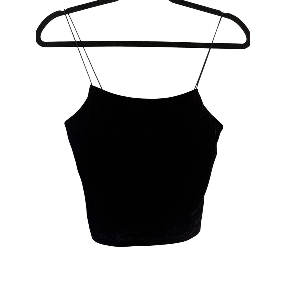 Urban Outfitters Black Velvet Spaghetti Strap Cami Crop Top Small